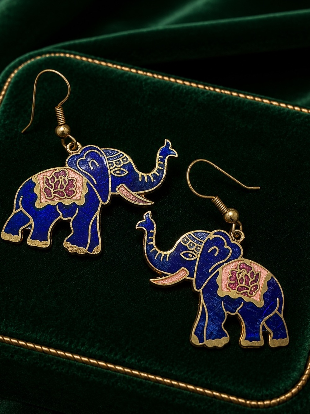 Vintage Cloisonné Elephant Earrings